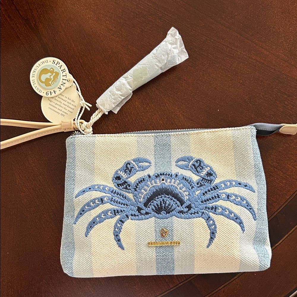 Brand New Spartina 449 Carina Wristlet Blue Crab Design